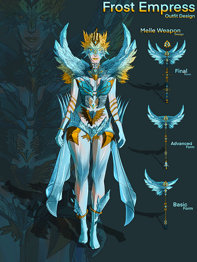 Frost Empress 2d art axe axe design character design empress frost frost art frost axe frost theme gold gold art graphic design illustration original character design