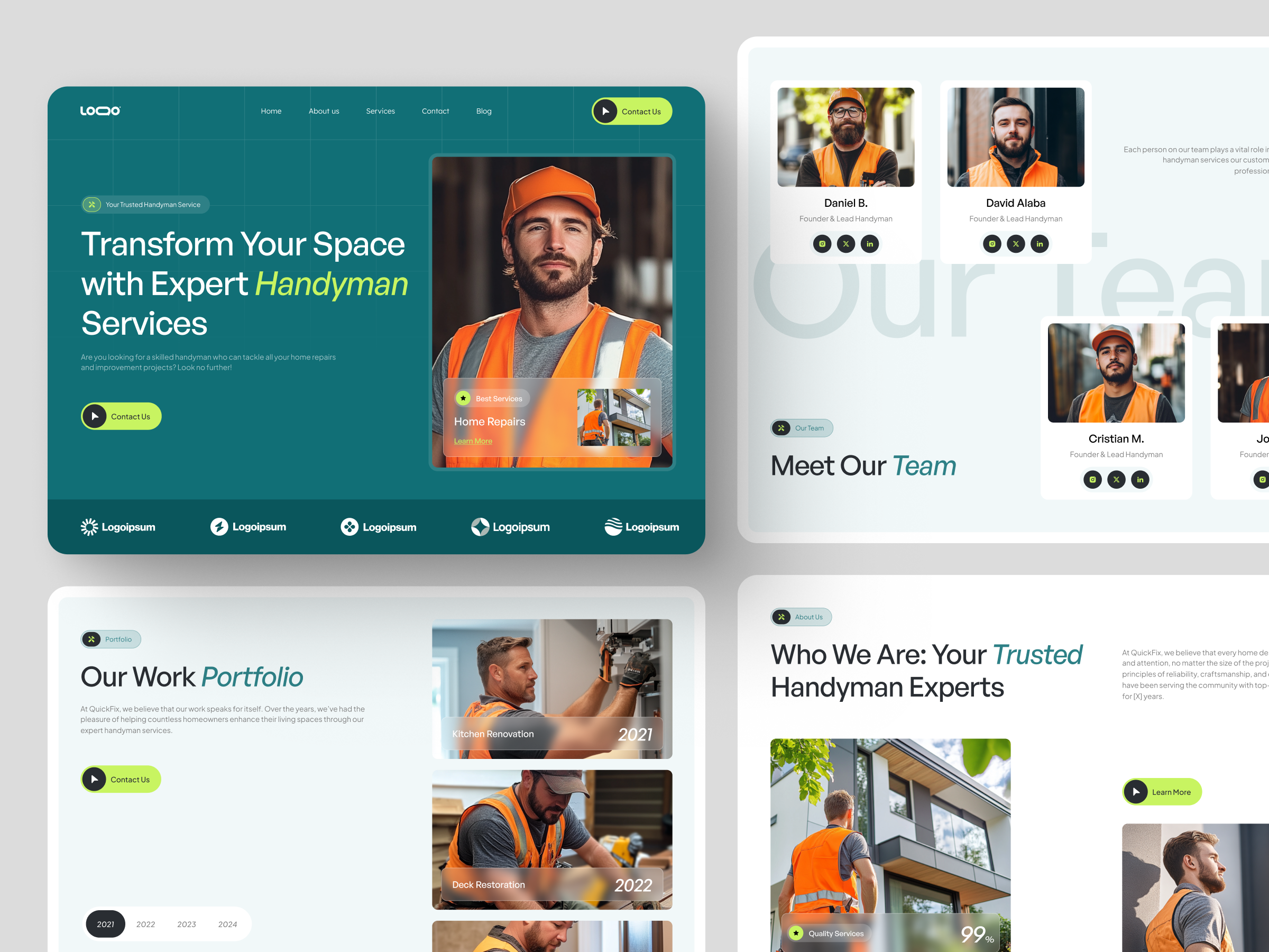 HandymanPro - Business Website Template architecture building business clean company company profile design handyman home page landing page minimalism popular portfolio real estate ui ui design uiux web design webflow website