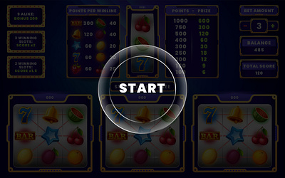 Treasure Fruits Game Design casino fruits game fruit games fruits game fruits slot machine fruits winning game design game info screen game screen game start screen game ui game user interface gameplay gameplay screen graphic design main screen slot machine start overlay treasure fruits ui winning screen