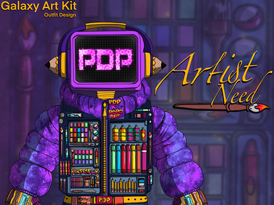 Robo Artkit 2d art art art box art kit artists characterdesign colours crayons galaxy graphic design pencils procreate robotic robots tv box