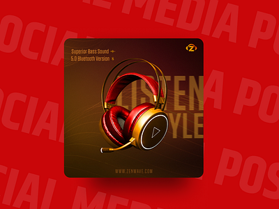 Social Media Post for ZenWave Headphones. design designing graphic design headphones illustrator indesign photoshop poster social media social media post