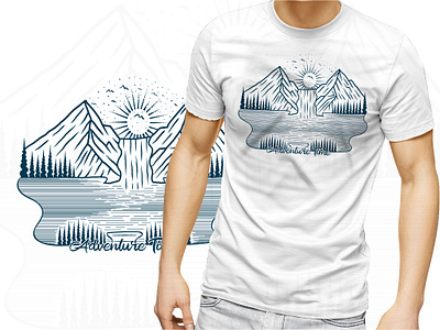 Travel adventure mountain hand drawing t shirt design mountain t shirt