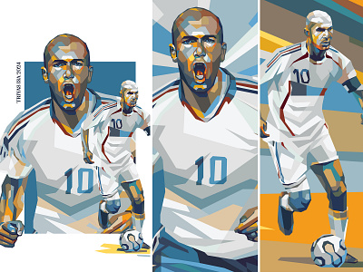 Zinédine Zidane 10 ball colorful design football football player illustration legendary portrait portrait illustration sport sport player sport poster sports vector vectorart zidane