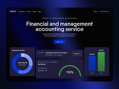 Financial accounting Service clean design finance intefrace landing product service site ui ux web web design website