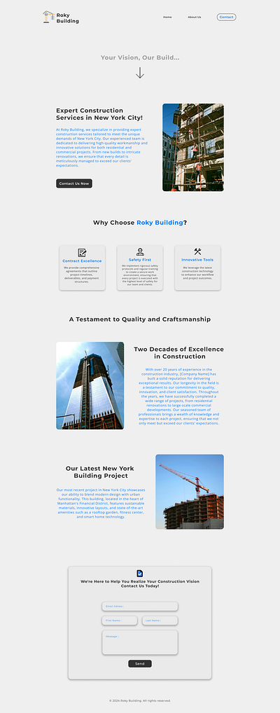 Construction Landing Page Design figma illustration logo portfolio ui web design