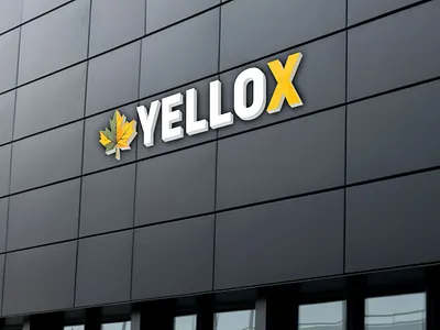 Yellow X Wall Logo Mockup 3d branding graphic design logo mockup wall logo