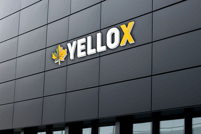 Yellow X Wall Logo Mockup 3d branding graphic design logo mockup wall logo