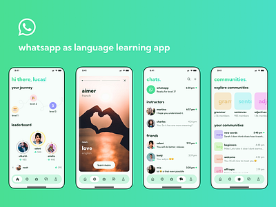 WhatsApp as language learning app app design design ui user interface visual design whatsapp