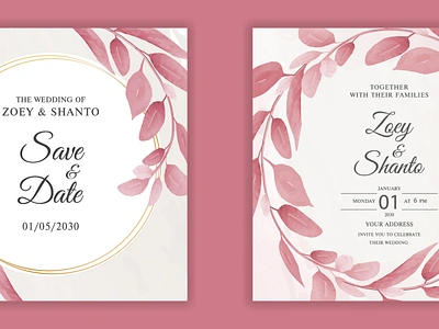 Watercolor Square Floral Weeding Event Invitations card EPS card event floral graphic design invitations invite party square watercolor