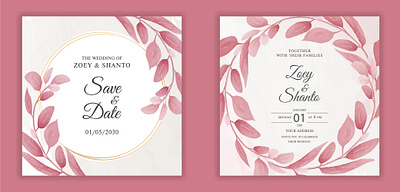 Watercolor Square Floral Weeding Event Invitations card EPS card event floral graphic design invitations invite party square watercolor