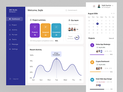 Team Management Dashboard activities admin panel analytics clients crm design graph management management dashboard onboarding productivity projects saas task task assigned team management teams to do dashboard ui ux design ux