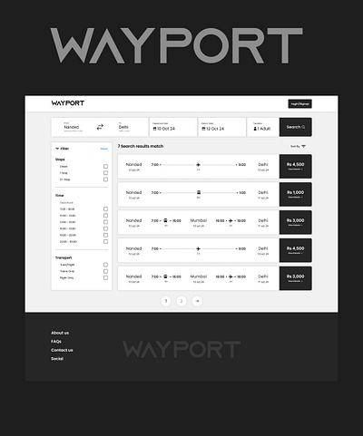 Search Results Page UI (WayPort) design ui ux