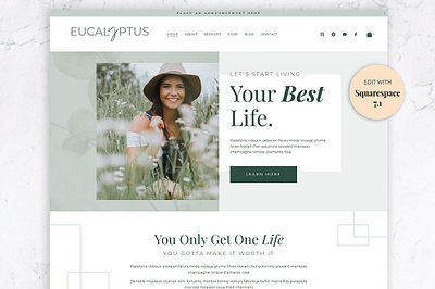 Squarespace Website Template Green boutique canva template coach website ecommerce templates ecommerce website fluid editor modern website online shop online store small business website squarespace squarespace template web design website template