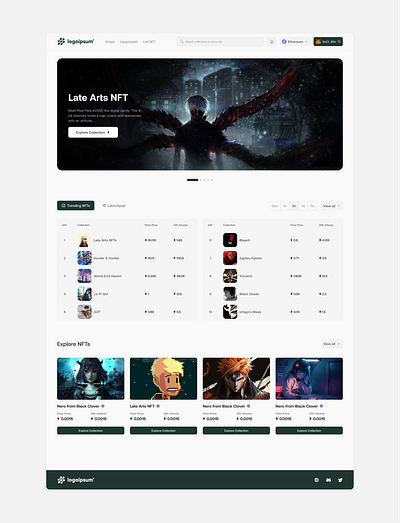 NFT Marketplace Homepage figma marketplace nft ui ux web design web3