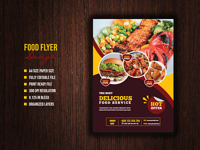 Modern fast food, burger, pizza, hot dog restaurant flyer restaurant food