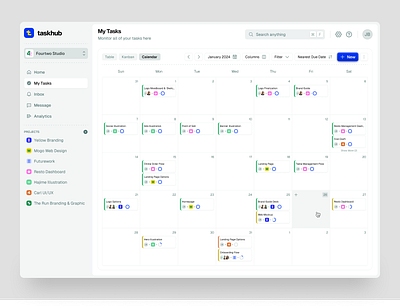 Taskhub - Task calendar dashboard activity planner agenda calendar dates events kanban meeting reminder saas saas calendar saas dashboard saas task schedule schedule dashboard task task management team collaboration to do vektora worklist