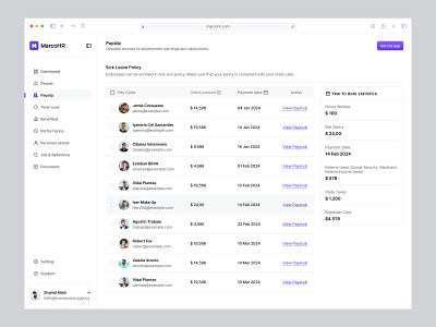 MarcoHR – Payslip SaaS Payroll Management Dashboard dashboard employee management hr management hr software hr tools human resources payment payroll management payroll page payrolls payslip payslip saas saas saas application saas dashboard uiux web design