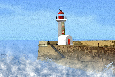 harbor :: failed high key harbor high key illustration lighthouse noise shunte88 vector