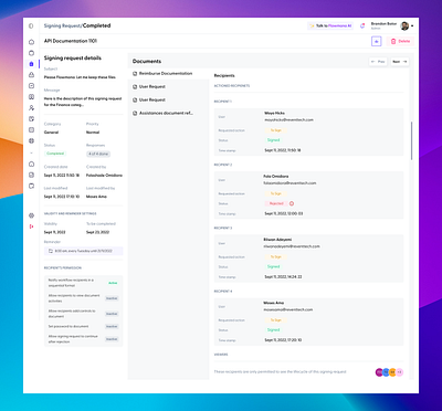 Document Signing Request Details (1) design document management e sign ui design webapp