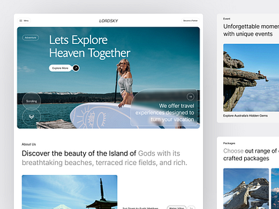 Lordsky - Travel Landing Page adventure agency clean design destination hiking landing page mountain surfing travel travel agency travel web traveling ui ui design ux vacation web web design website