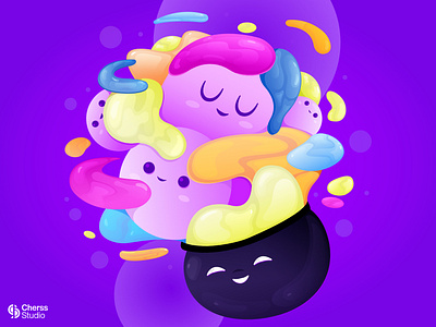 Bubbling cauldron affinity blue bubble cute design digital illustration digital painting digitalart halloween illustration illustrator purple vector