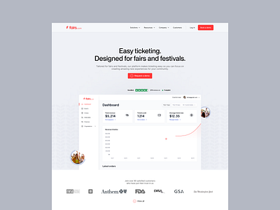 Landing Page for E-Ticketing Business b2c business clean design e ticketing hero illustration landing page modern saas simple social proof software ui website