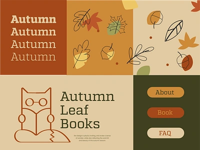 autumn leaf books author autumn book branding colors earth fox graphic design inviting leaf logo playful serie warm wecloming wonder