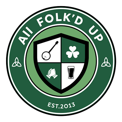 Folk Music Group Logo banjo branding celtic design folk music graphic design guinness ireland irish irish music logo music shamrock