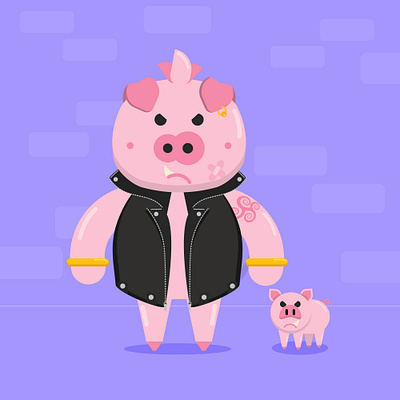 Rebel Pig character characterdesign design drawing flat design illustration vector