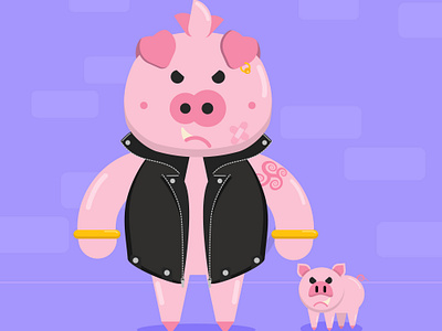 Rebel Pig character characterdesign design drawing flat design illustration vector