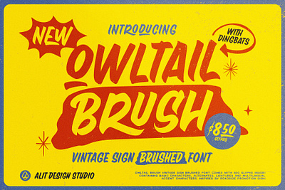 Owltail Brush design font fonts letteing typeface vintage