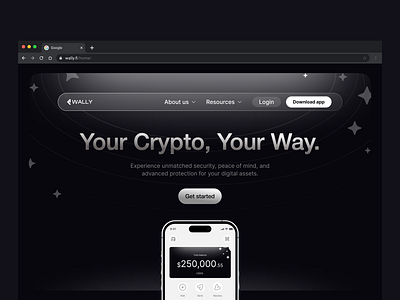 Hero section design for a crypto landing page. aesthetic desig app black and white blockchain crypto cryptocurrency decentralized defi design finance landing page product design ui uidesign uiux ux uxdesign web3 webpage website