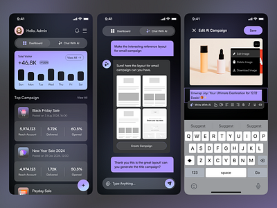 Campaign Sass Mobile App ai campaign analytic app b2b business campaign apps campaign report chart chat ai content campaign crm dashboard ios mobile ai mobile design product design saas saas campaign saas campaign mobile saas mobile