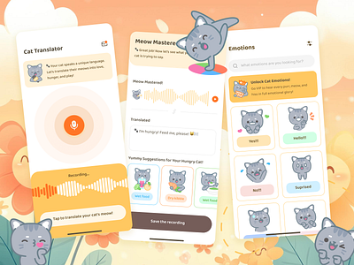 Cat Communication App appdesign catlovers cattranslation prototype ui