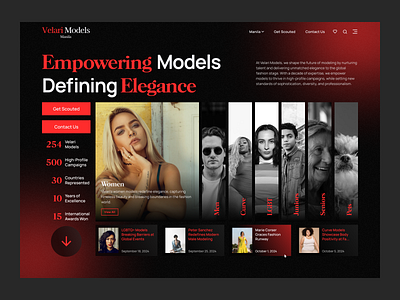 Velari Models, a Modeling Agency landing page ui ui design ux web design