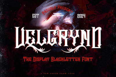 Velgrynd – Display Blackletter Font apparel blackletter dark decorative design display english font gothic halloween horror illustration modern new old retro typeface typography vintage web