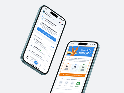🗣️ Speaky • Language Course App app banner course course app design language language app learn lesson lessons mobile app practice progress rate rating speak speaking streak ui ux