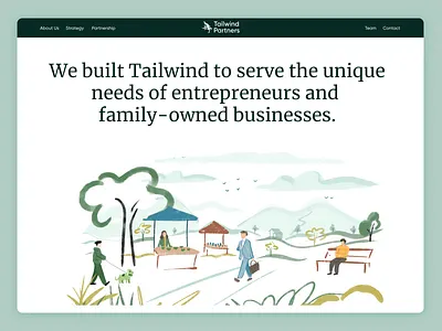 Tailwind Partners - Hero Section branding illustration logo logo design minimalist design park illustration toronto trees ui design vc web designer webflow website design