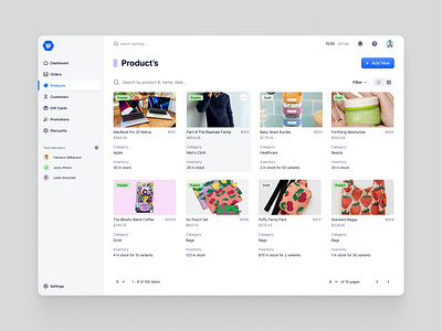 Products Page - Gird View dashboard e commerce interface product design saas uiux webapp