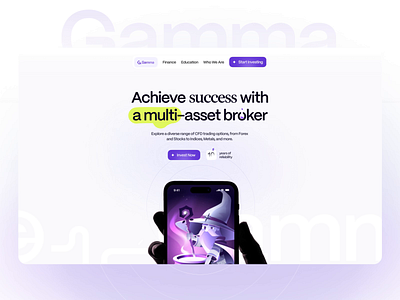 Gamma - Broker Platform banking broker platform crypto trading defi landing defi website financial fintech fintech platform fintech website design ico landing page payment system polkadot revolut saas startup token trading trading website website