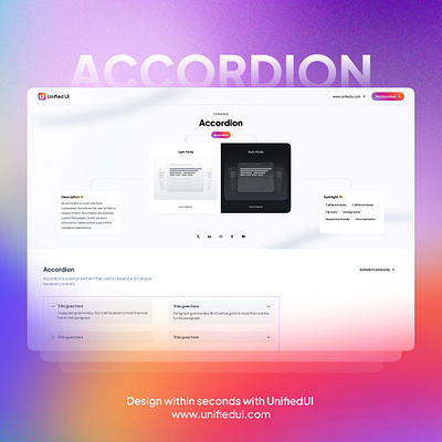 Accordion - UnifiedUI accordation component components design figma minimal properties ui ui design ui ux unified ui unifiedui ux web dsign website