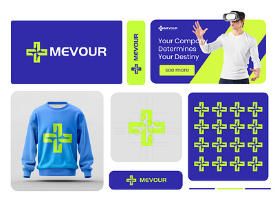 Mevour medical logo app icone badge badge logo brabd brand identity branding cross logo design graphic design icone illustration logo logo design medical logo