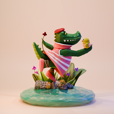 Ballerina Crocodile 3d art crocodile design digital illustration illustration