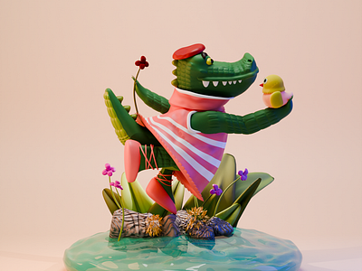 Ballerina Crocodile 3d art crocodile design digital illustration illustration