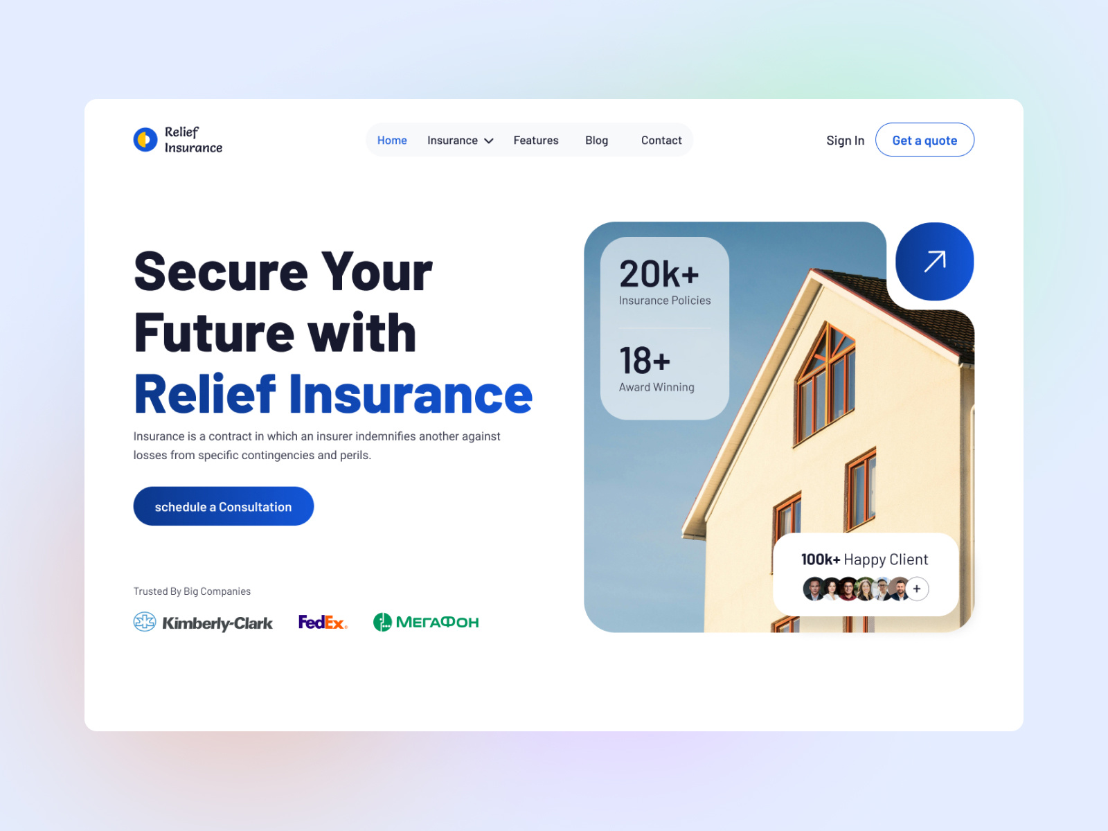 Insurance Header | Insurance Website Landing Page advisor agency landing page branding broker clean client insurance consulting design firqah lab illustration insurance insurance landing page insurance website landing page logo minimal policy ui uiux website design