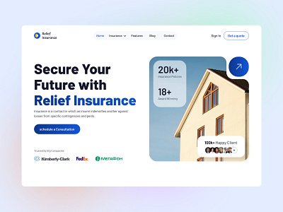 Insurance Header | Insurance Website Landing Page advisor agency landing page branding broker clean client insurance consulting design firqah lab illustration insurance insurance landing page insurance website landing page logo minimal policy ui uiux website design