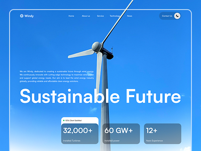 Windy - Wind Energy Landing Page Design alternative energy clean design eco friendly energy green energy landing page nature renewable renewable energy renewable energy website solar solar energy solar power technology turbine wind wind energy wind turbine wind turbine energy