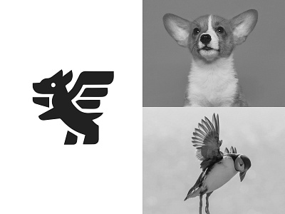 Flying Puppy ready-made logo for sale 3d anhdodes animation branding design graphic design illustration logo logo design logo designer logodesign minimalist logo minimalist logo design motion graphics ui