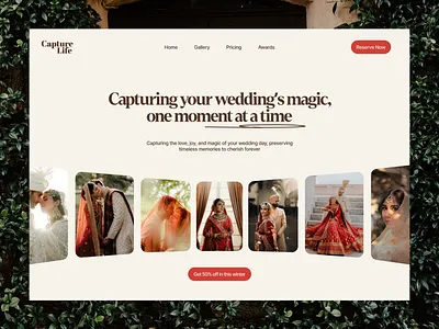 Wedding Photography Website design clean emon emon hasan hero section landing page photography minimal design model modern photography photography website uiux web design website wedding website