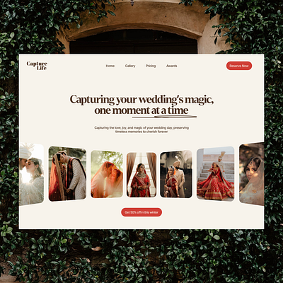 Wedding Photography Website design clean hero section landing page photography minimal design model modern photography photography website uiux web design website wedding website